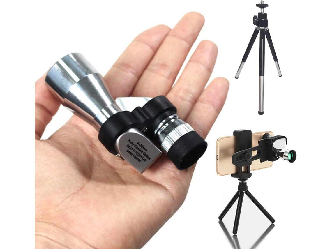 Telescópio Monocular Compacto Modelo 2025 para Adultos, Mini Telescópio Monocular Portátil com Adaptador para Smartphone BRILVIBERA