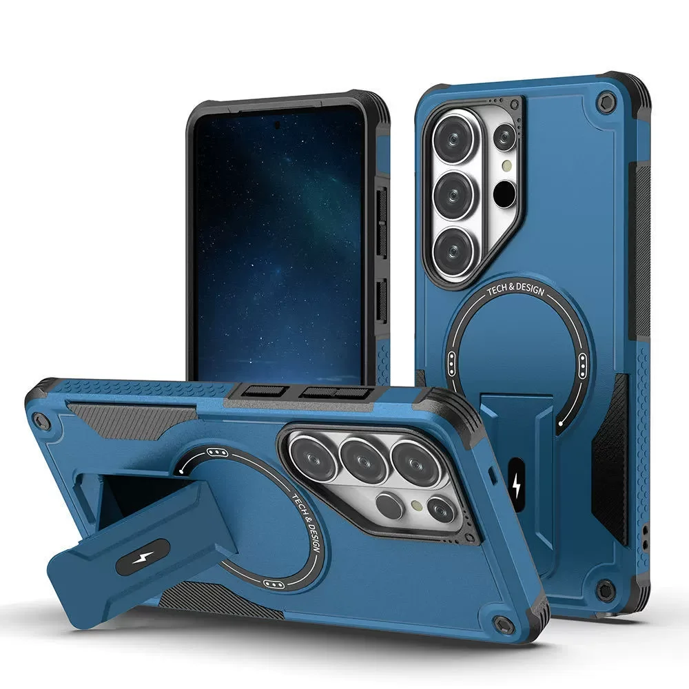 (galaxy A27 Azul) Capa Protetora Magnética Para Samsung Com Suporte Para Carregamento Sem Fio E Design Resistente A Impactos.