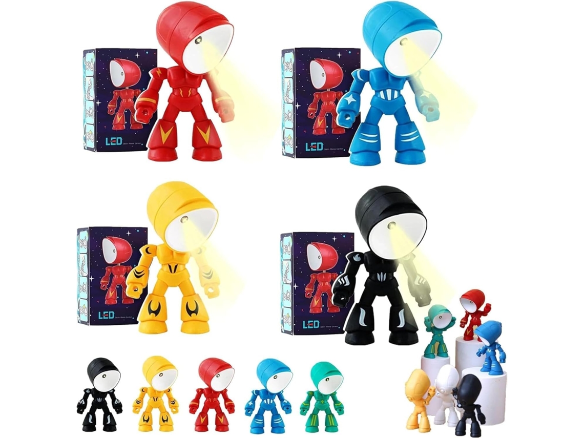 Mini Luminária De Mesa Robô Criativa, Luz Noturna Led Solitário, Nova