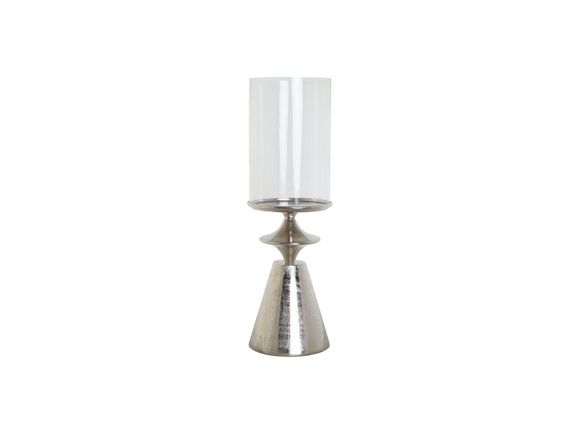 Castiçal de Alumínio com Cristal Prateado, 21x21x67cm ALEXANDRA HOUSE LIVING