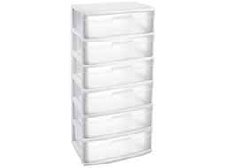 Gaveta De Organização Nilo Ideal Para Casa Ou Trabalho Fabricação De Plástico 6 Gavetas Translúcidas 119,5 X 56 X 40 Cm Cor Branco Acan