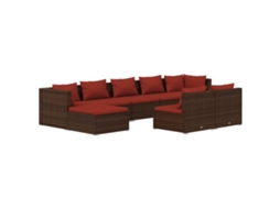 Maison Exclusive - 9 Pcs Conjunto Lounge Jardim C/ Almofadões Vime Pe Castanho