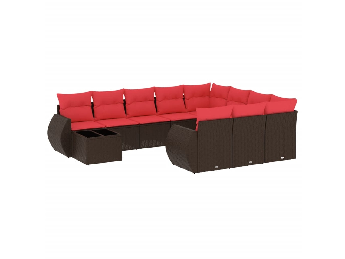 Conjunto de Sofá de Jardim, 11 Peças, Almofadas, Rattan Preto MAISON EXCLUSIVE