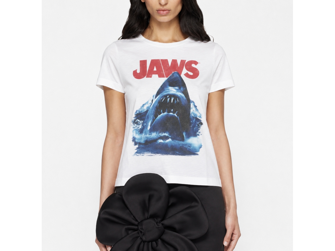 Rockinstone Jaws Movie Bad Waves White Adult T-shirt Size:l