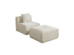 Sofá modular de compressão em chenille com espuma 30D, leve e antiderrapante, ideal para sala de estar em bege.