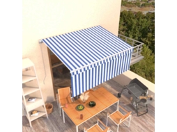 Vidaxl Toldo Retrátil Manual Com Estore 3x2,5 M Azul E Branco