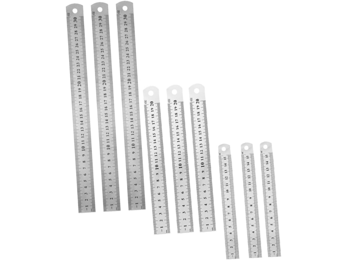 Conjunto De 9 Réguas De Aço Inoxidável Para Medição, Régua Reta, Régua