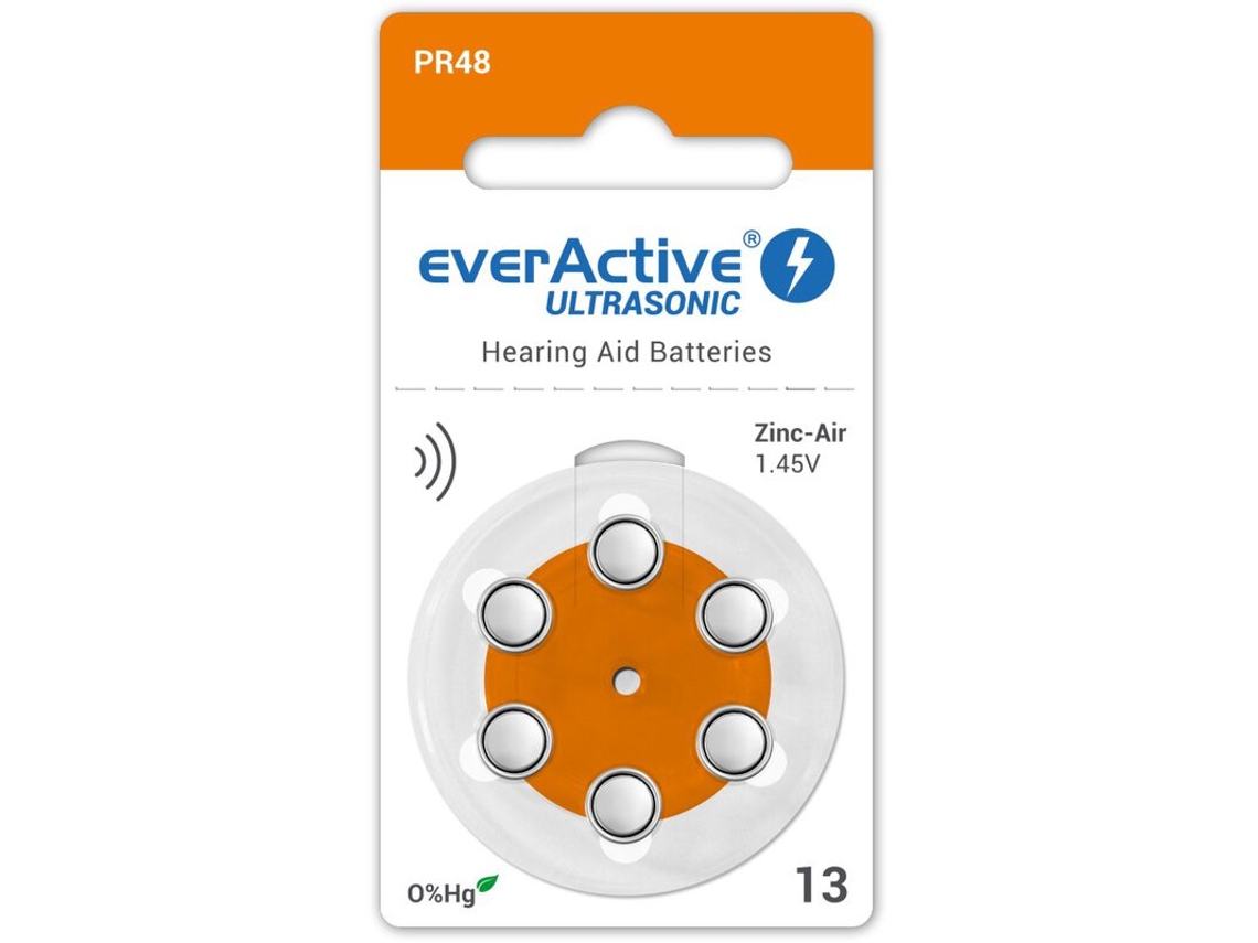 Conjunto de 60 Pilhas EVERACTIVE  para appareil auditif PA13