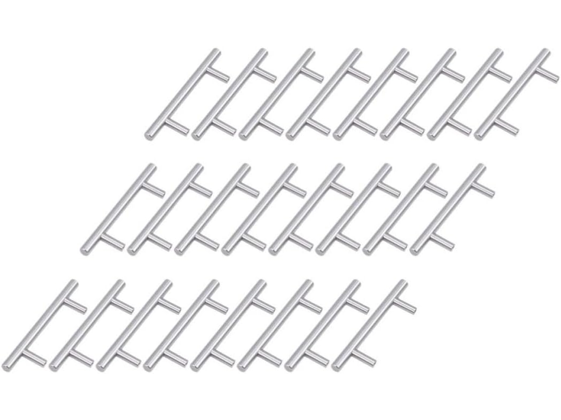 Conjunto De 30 Puxadores Aço Inoxidável Para Armário, Cor Prata, Dimensões 10x 76x 127mm
