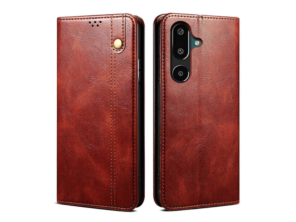 Capa De Celular De Couro Com Textura Crazy Horse E Cera De Óleo