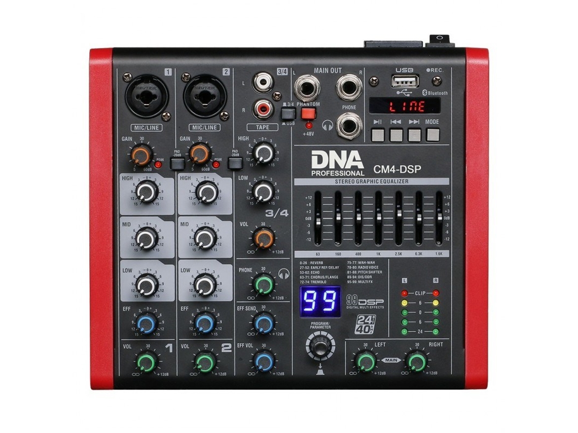 Dna Cm4 Dsp Usb Mp3 Bluetooth Phantom Mixer de áudio