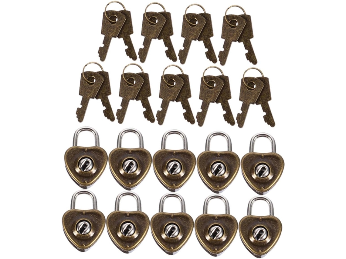 Cadeados De Ferro Em Formato Coração Da Doitool, Pacote Com 10 Unidades, Mini Cadeados À Prova De Ferrugem Com 2 Chaves