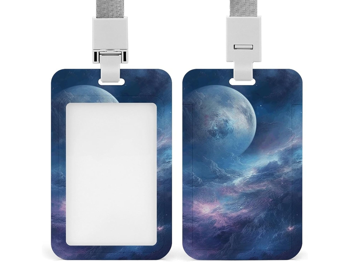 Cordão Crachá Com Desenho De Nebulosa E Lua, A Prova D Água, Porta Porta Crachá Com Clipe Trabalho, Escritório