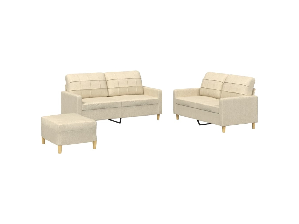 Conjunto de Sofás com Almofadões Tecido Cor Creme MAISON EXCLUSIVE