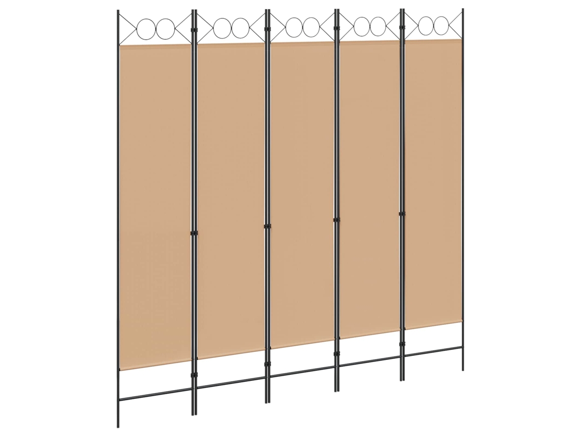 Maison Exclusive - Divisória De 5 Painéis Bege 200 X 200 Cm Tecido