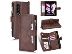 Capa De Couro Com Zíper E Textura De Lichia Para Samsung Galaxy Z Fold4 5g