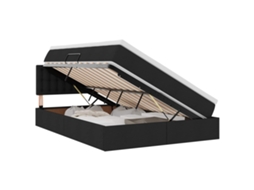 Cama com Arrumação e Led com Colchão Preto 140x200 cm Tecido MAISON EXCLUSIVE