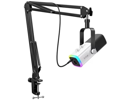 Microfone Branco Suporte Fifine Am8w Dinâmico Xlr/usb Rgb Com Conector Para Fone De Ouvido Para Podcast E Streaming Ps4/ps5/pc