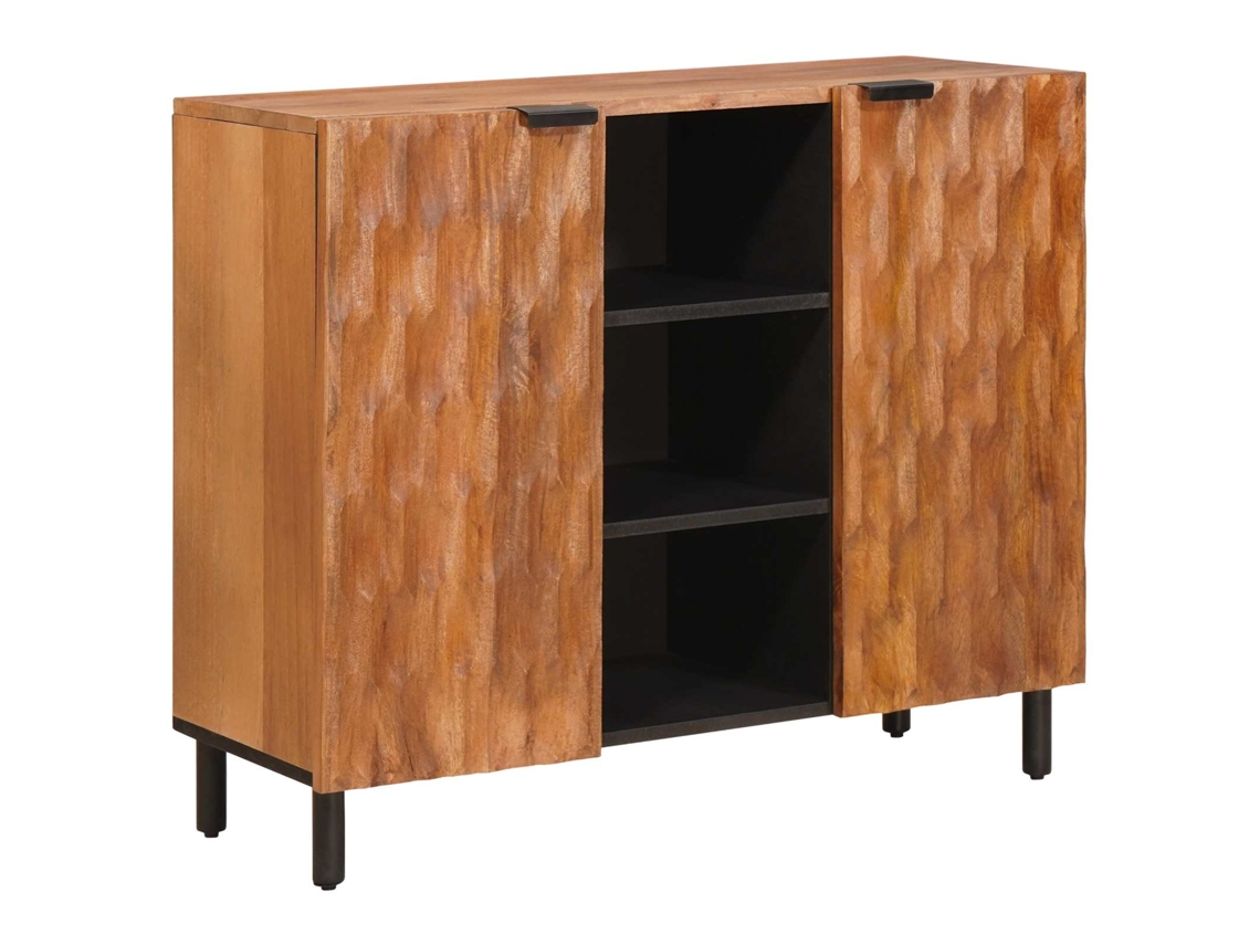 Vidaxl Buffet Com Porta Acabamento Em Acácia Marrom 90 X 33 X 75 Cm