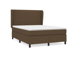 Cama com Molas/Colchão 140x200 Cm em Tecido Castanho Escuro MAISON EXCLUSIVE