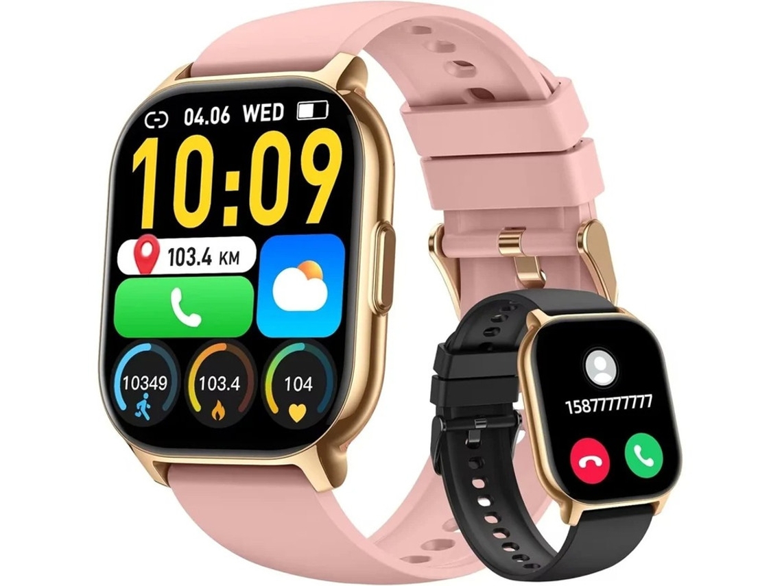 Relógio inteligente 2.1 com pedômetro, frequência cardíaca e monitor de sono, mais de 130 modos esportivos, IP70 à prova d'água para Android e iOS, rosa