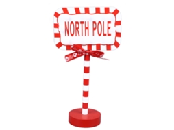 2026 copa de Árbol Navideño Santa Stop Here Con Led, Decoración de Metal Y Madera Sólida, Rectangular 15.8x8x28.5cm