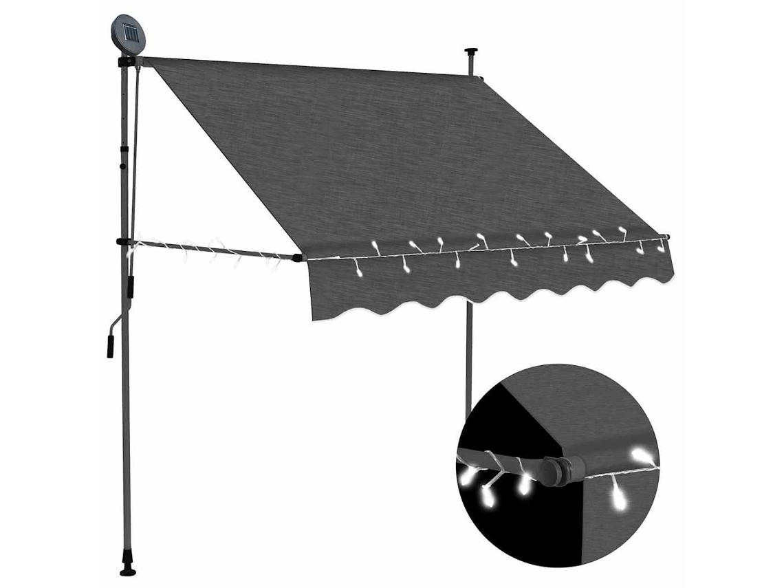 Vidaxl Toldo Retrátil Manual Com Led 200 Cm Antracite