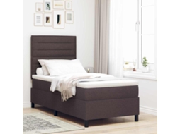 Vidaxl Cama Box Com Colchão Marrom Escuro 90 X 200 Cm Tecido