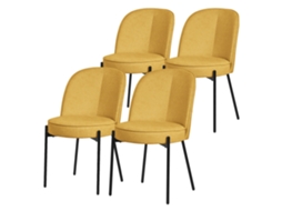 4 Cadeiras De Sala De Jantar Redondas Ml-design Mostarda Poliéster Com Encosto, Ergonomico