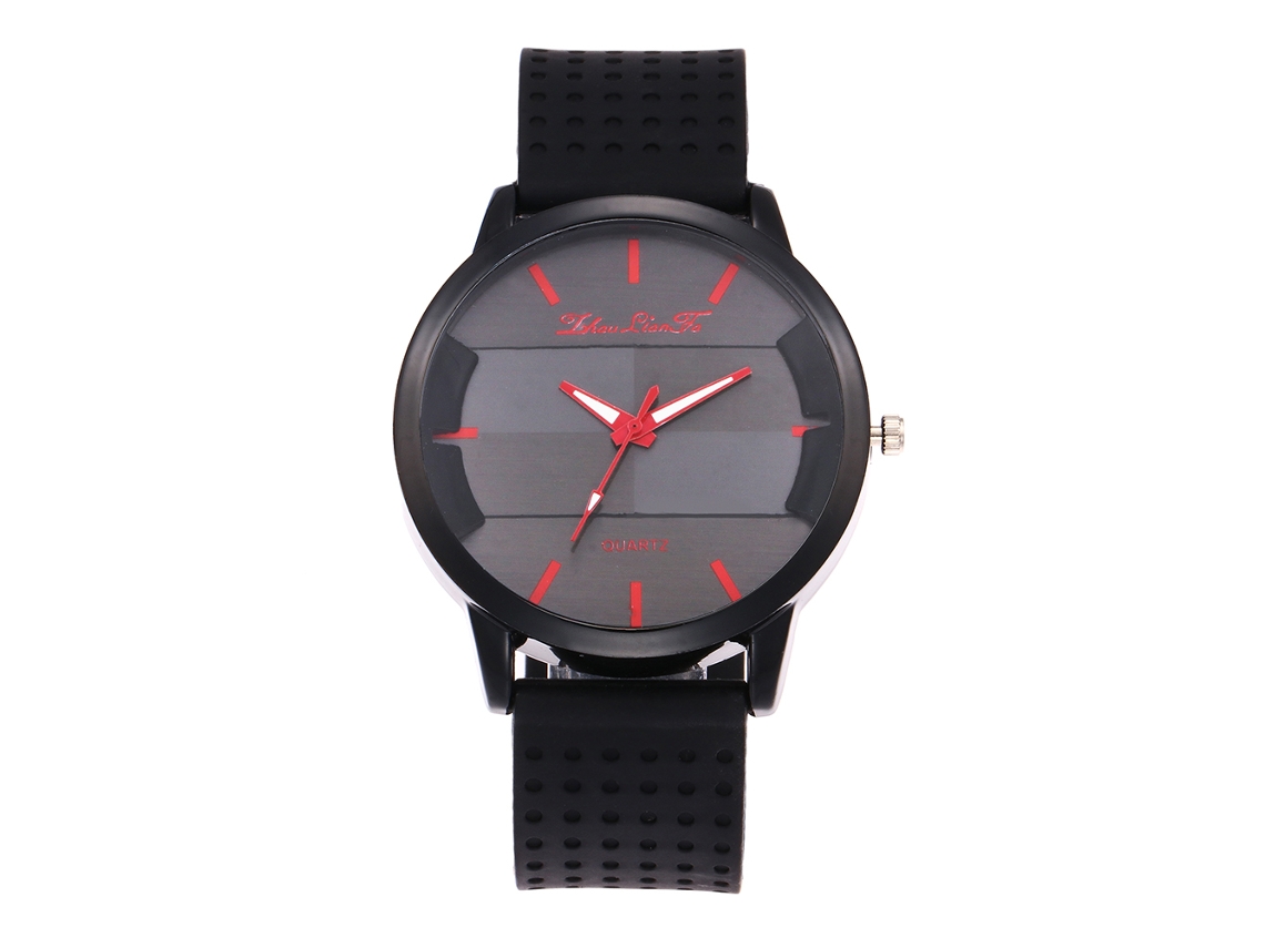 Relógio de quartzo casual masculino Zhoulianfa com pulseira de silicone (ponteiros vermelhos)
