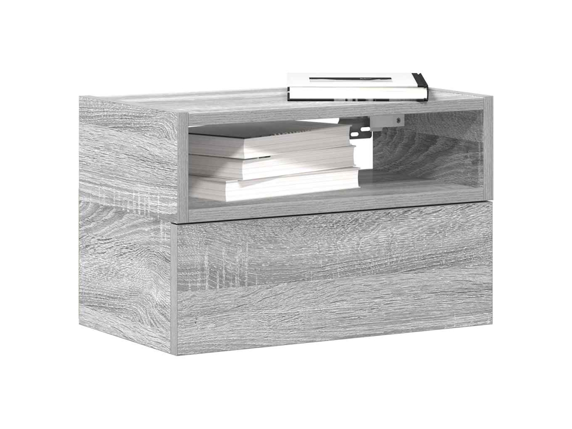 Vidaxl Mesa De Cabeceira De Parede 45x26x28,5 Cm Cinzento Sonoma