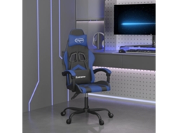 Vidaxl Cadeira Gaming Giratória Couro Artificial Preto E Azul