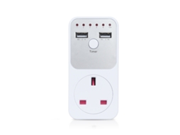 Tomada com Temporizador Programável 2900W, Proteção contra Surto, USB 2.1A, UK YURU