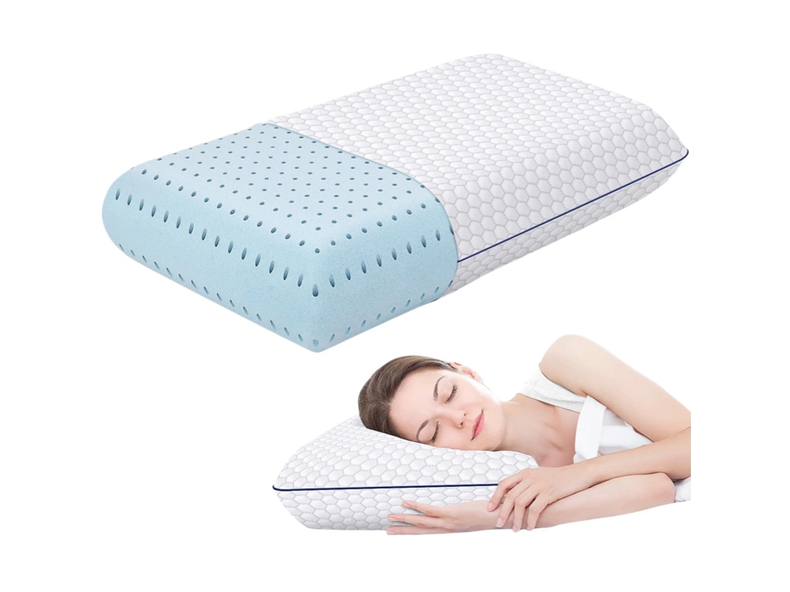Almofada Viscoelástica, Respirável, Almofada Ortopédica para Sono, Ideal para Dormir de Lado e de Costas CZHHMART