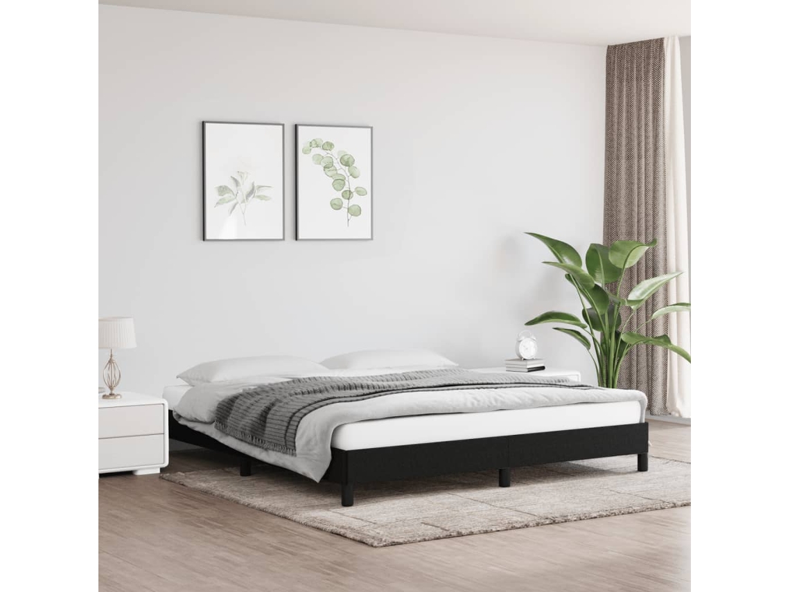 Vidaxl Estrutura De Cama Sem Colchão 160x200 Cm Tecido Preto