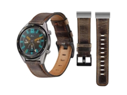 Bracelete Classic Vintage em Pele Ecológico Garmin Fenix 3 Sapphire Café