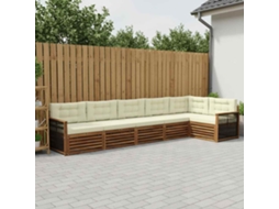 Vidaxl Conjunto De Sofás Para Exterior 6 Pcs Natural E Creme