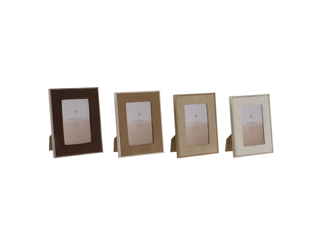 Moldura de Fotos HOME ESPRIT Branco Castanho Bege Marrom claro Veludo Cristal Moderno 16 x 2 x 21 cm (4 Unidades)