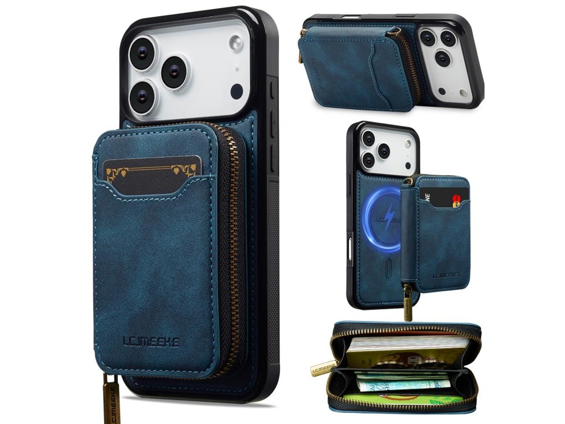 Capa Para Iphone 17 Pro Com Compartimento Para Cartão Com Zíper E Magsafe - Série Lc.imeeke L6