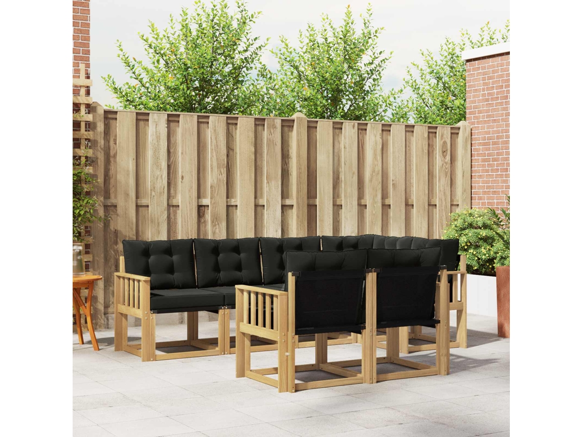 Vidaxl Conjunto De Sofás Para Exterior 7 Pcs Branco E Preto