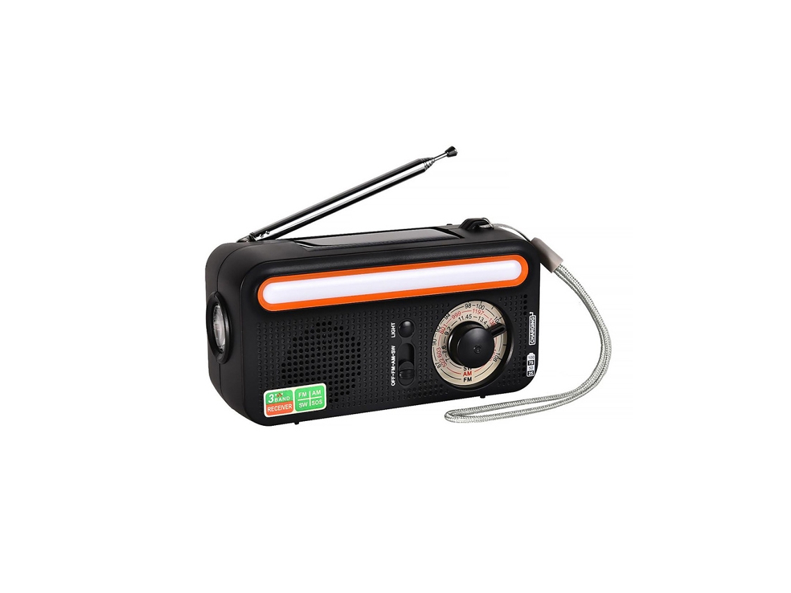 Rádio Multifuncional de Emergência com Manivela, Carregamento Solar e Usb, Fácil de Atualizar, Preto AQUAFORGE