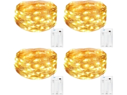 Guirlanda de Luz [Conjunto de 4] Mini Guirlanda de Led Operada Por Bateria 5M 50 Leds Luz de Decoração Interna e Externa para Quarto Festa de Casame