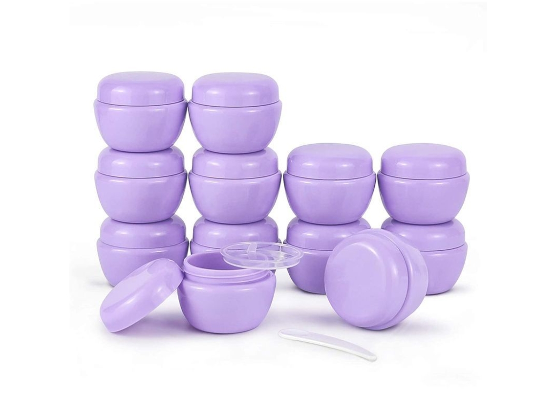 Jarro Plástico Pequeno com Tampa e Forro 30ml Dispenser de Creme Roxo (pacote de 12)