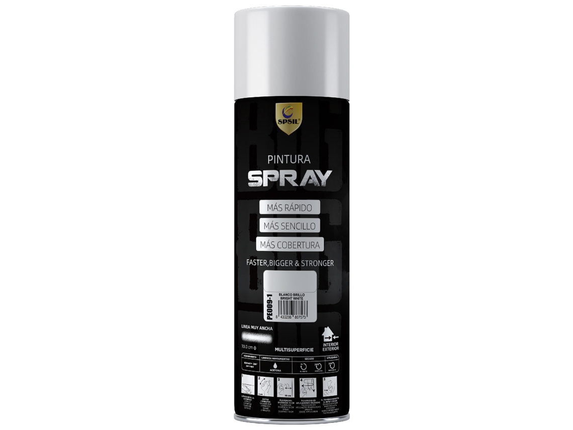 Tinta Spray De Alta Cobertura Branco Brilhante 600ml Spsil