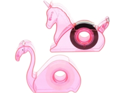 Conjunto de 2 dispensadores portáteis de fita adesiva rosa Ipetboom com cortador de borda macia e design prático para uso.