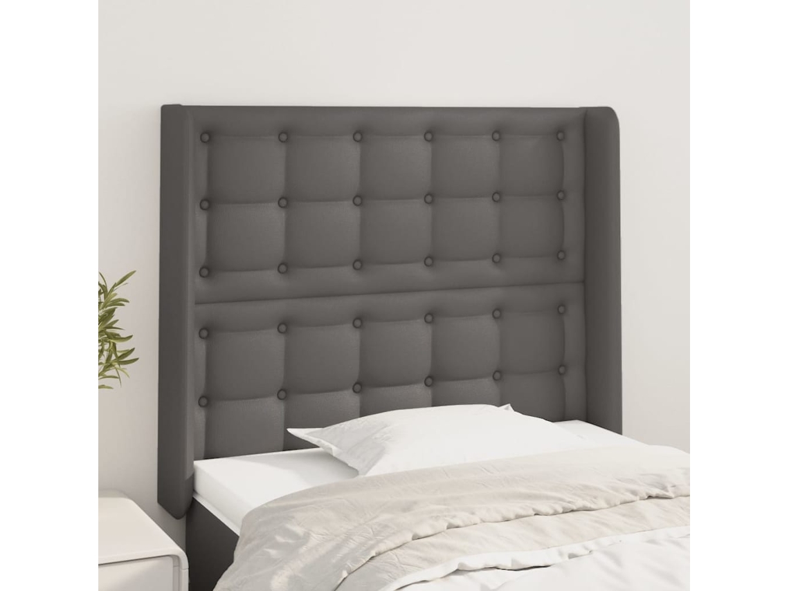 Cabecero con Alas de Polipiel 93x16x118/128 Cm Gris