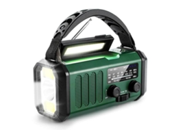 Radio Portable De Polyvalente Pour Outdoor, Am/fm, Recharge Manivelle, Solaire Et Usb, 10000mah, Power Bank, Lampe - Vert Foncé