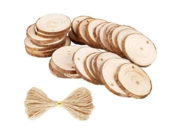 Arandelas De Madeira Natural, Círculos De Madeira Com Buraco Furado 7-8cm Para Diy, Manuais, Decorações De Natal