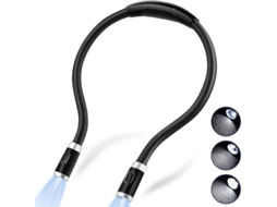 Luz De Livro Led Recarregável Com Pescoço Flexível, 4 Modos De Brilho, Portátil Para Leitura No Leito Negro