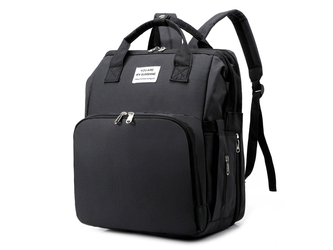 Mali bolsa para Fraldas Multifuncional Grande Capacidade Mochila Portátil Dobravel Preta